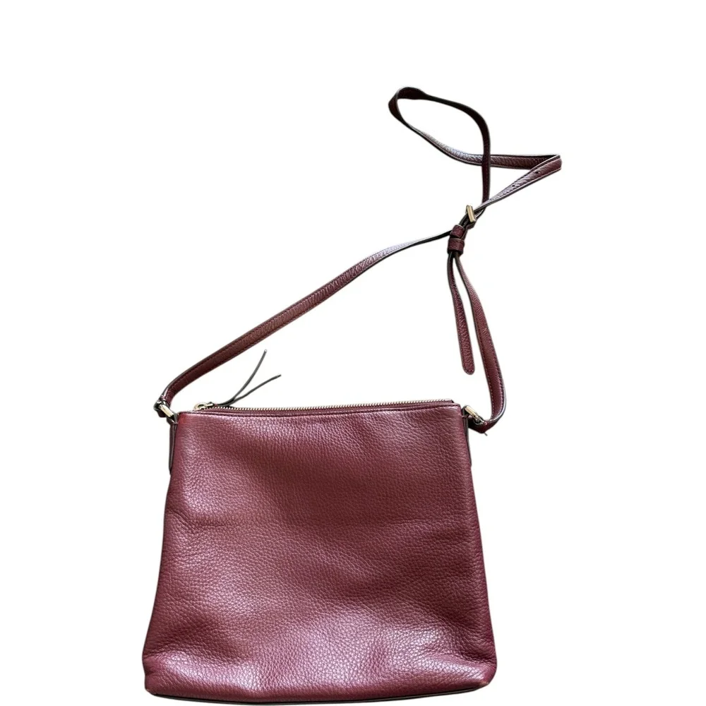 Kate Spade New York Pebbled Jackson Zip Top Leather Crossbody Bag Burgundy‎ Wine